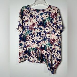 Lauren Ralph Lauren Floral Watercolor Asymmetrical Blouse